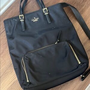Kate Spade Black Nylon Tote with Gold Zippers